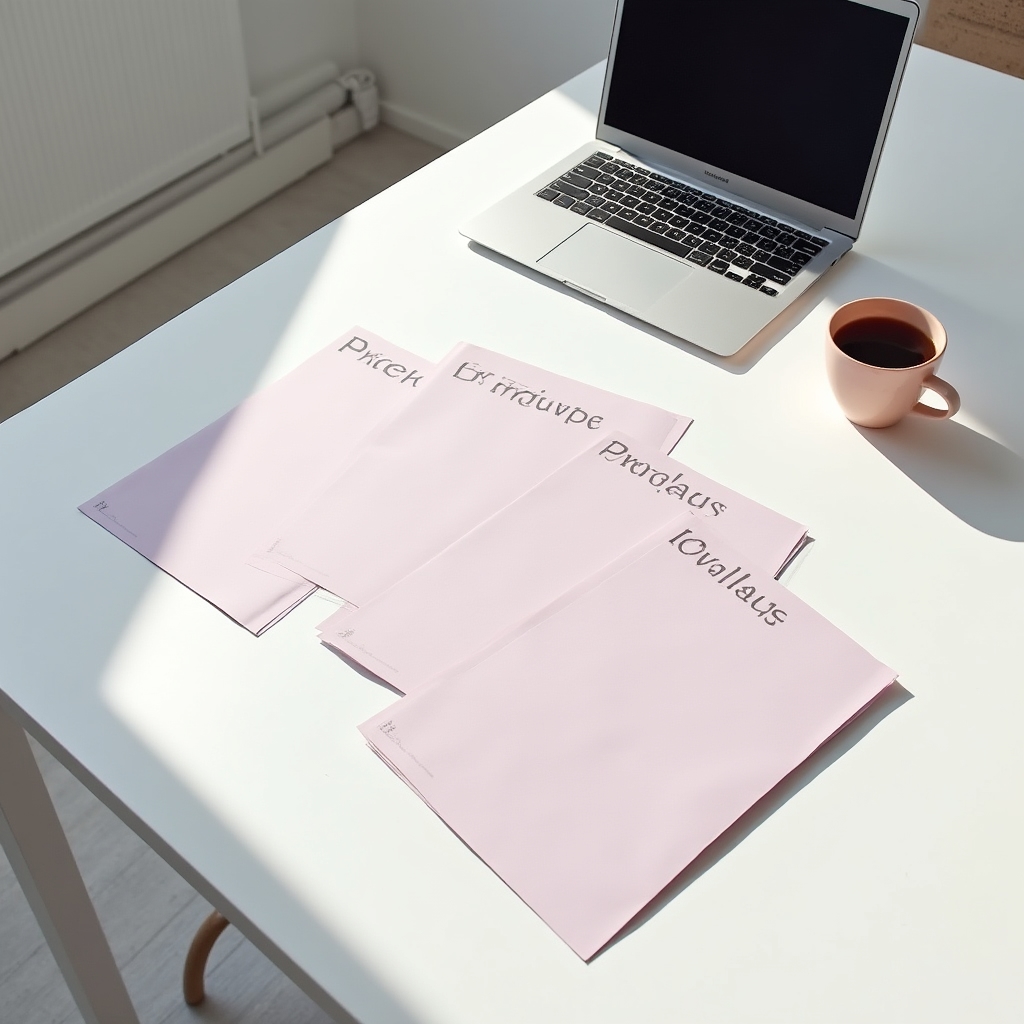 Übersichtsplan mit vier Modulkarten für den Onlinekurs auf einem Tisch ausgelegt
